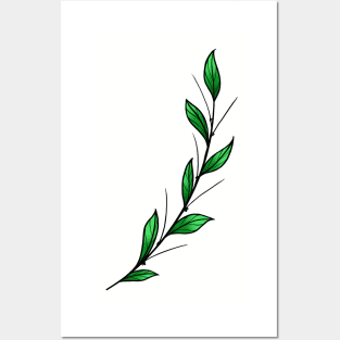 Green branch art Posters and Art